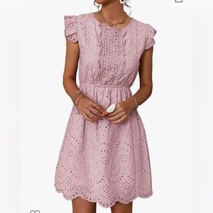 Rose Eyelet Dress Cap Sleeve